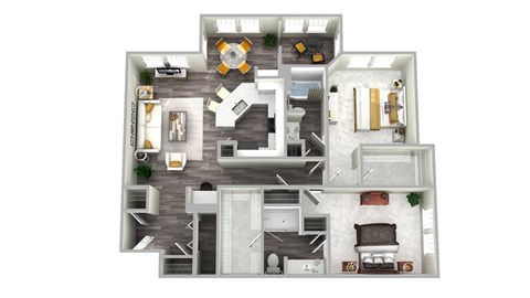 Floor plan for 2 beds, 2 baths, 1399 sqft